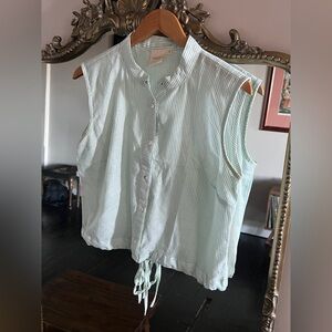 Light Green Striped Button Down Shirt